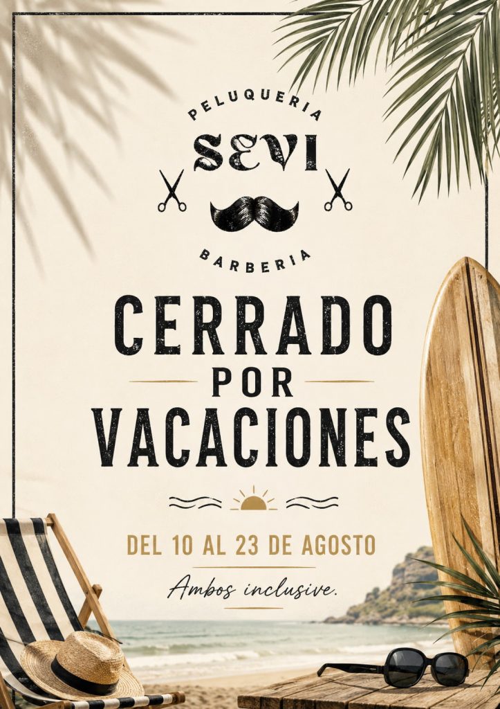Peluquería Paracuellos Cerrado por vacaciones en agosto